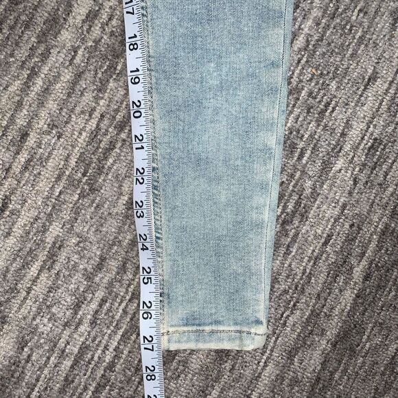 Free People Women Light Blue Stretch Zippered Pocketed Skinny High Waist Jeans 2 - Picture 7 of 9